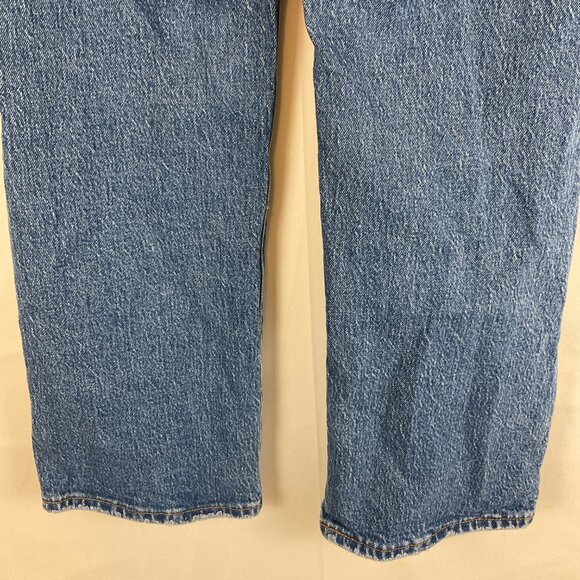 Levi's Ribcage Crop Boot Jeans 26 Blue Button Fly - Picture 10 of 12